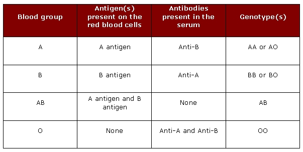 Blood Type Antigens And Antibodies Chart